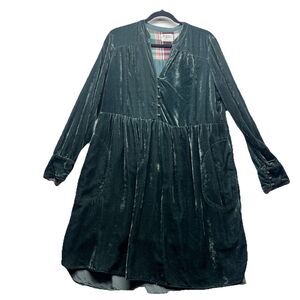 Anthropologie Velvet Midi Dress in Deep Teal